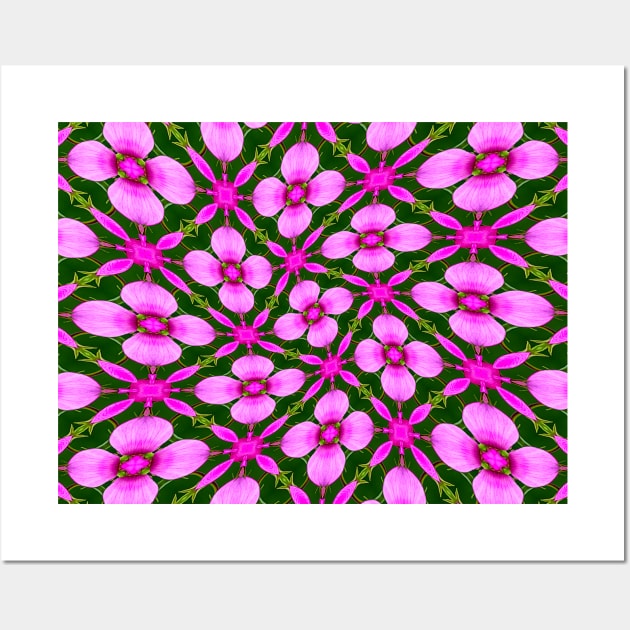 Bright Pink Flower Pattern Wall Art by PatternFlower